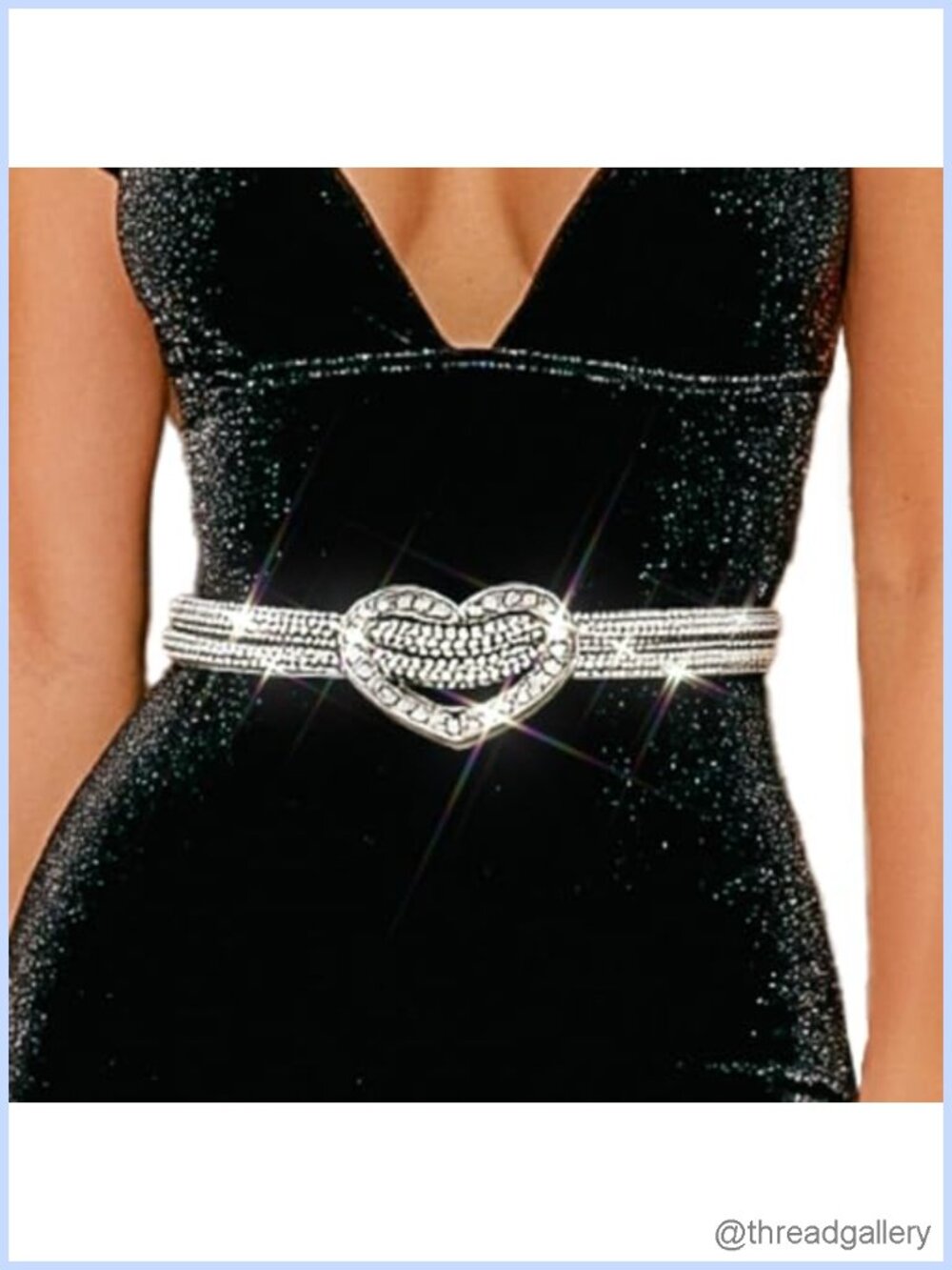 Rhinestone Belt Adjustable Sparkly Fashion Waist Belt for Dresses & Rave